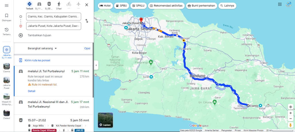 map ciamis jakarta